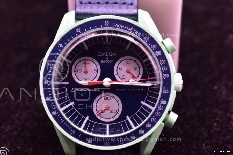 x on Bioceramic Moonwatch Nylon Quartz to Strap WeatherProof Earth Omega Swatch 1181 Mission 0821